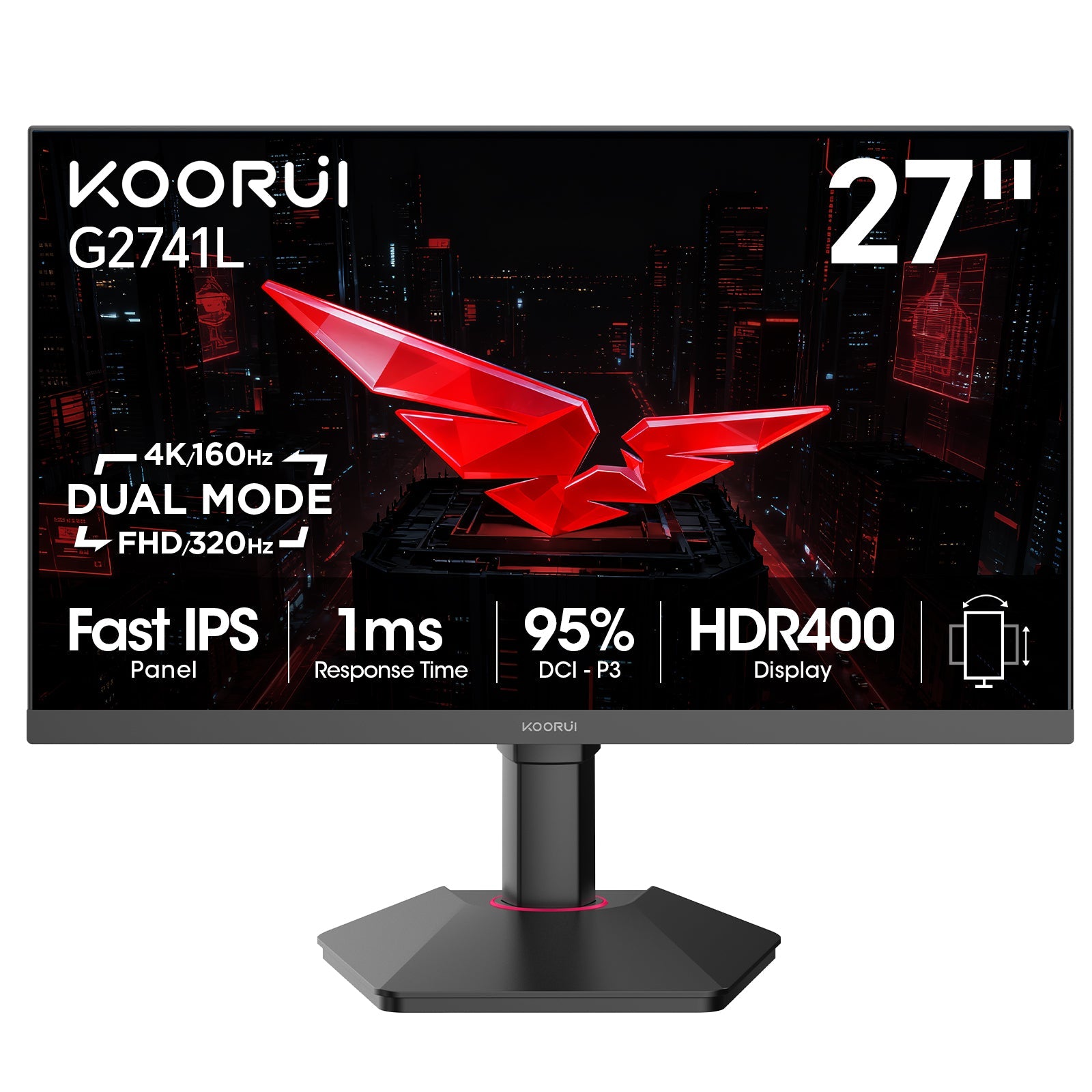 KOORUI G2741L 27-Zoll IPS 4K UHD Dual-Mode 160Hz+UHD / 320Hz+FHD Gaming-Monitor