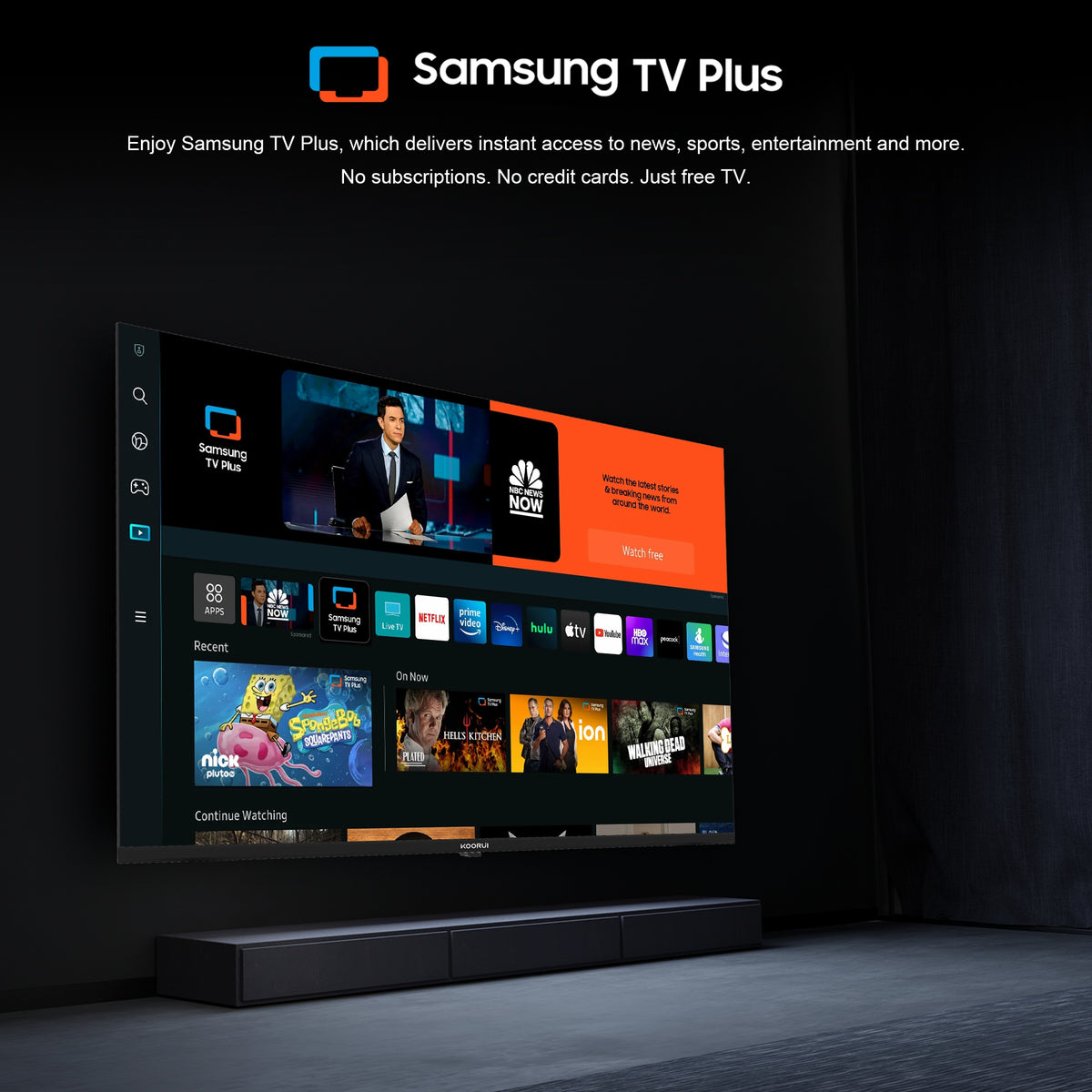 KOORUI K55Q1UQ-T8, 55 Zoll, 4K QLED, Tizen TV, Rahmenloses Design, Dynamischer Sound mit Dolby Audio, Premium-Metalloptik