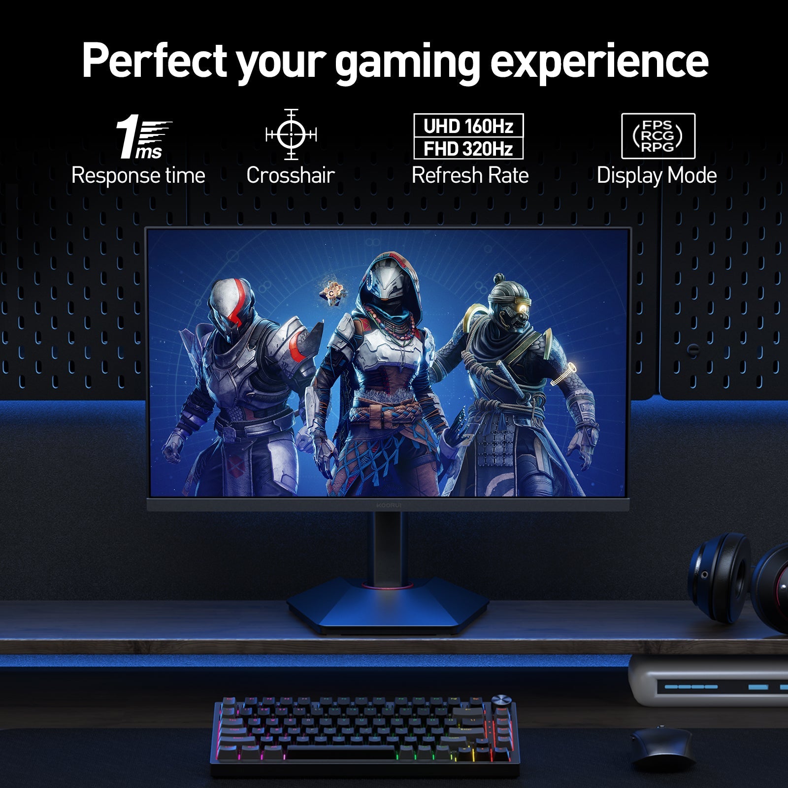 KOORUI G2741L 27-Zoll IPS 4K UHD Dual-Mode 160Hz+UHD / 320Hz+FHD Gaming-Monitor