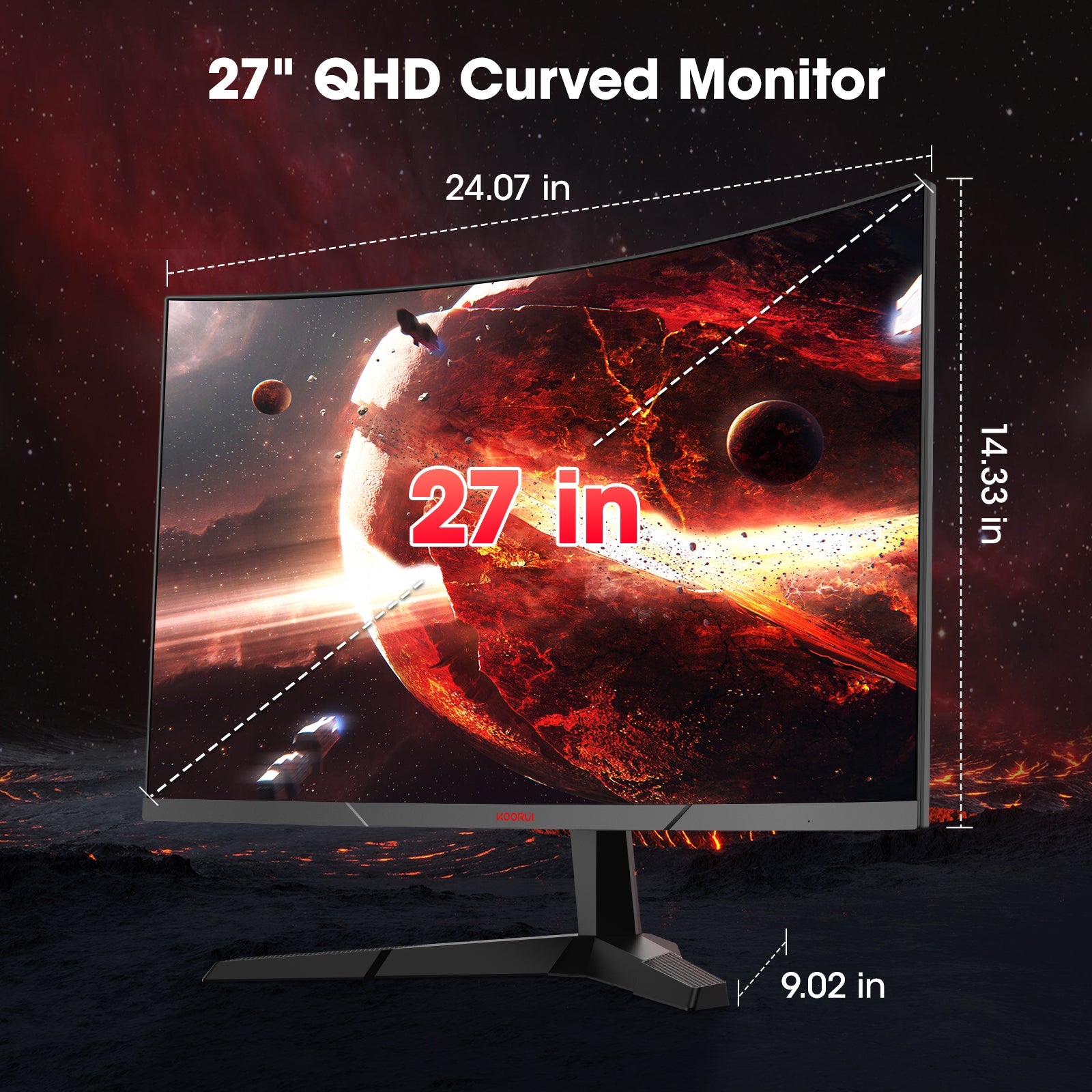 KOORUI 27E6QCA 27-Zoll VA QHD 180Hz Curved Gaming-Monitor
