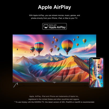 KOORUI K75D5UQ-T8, 75 Zoll, 4K QLED, TIZEN TV, Rahmenloses Design, Dynamischer Sound mit Dolby Audio, Hochwertiges Metall-Finish