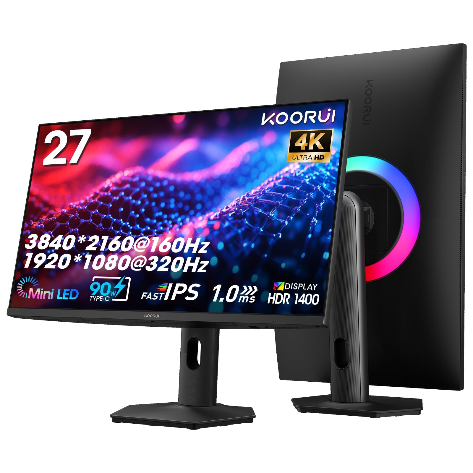 KOORUI S2741LM 27-Zoll Dual-Mode IPS/Mini-LED UHD 160Hz/FHD 320Hz Gaming-Monitor