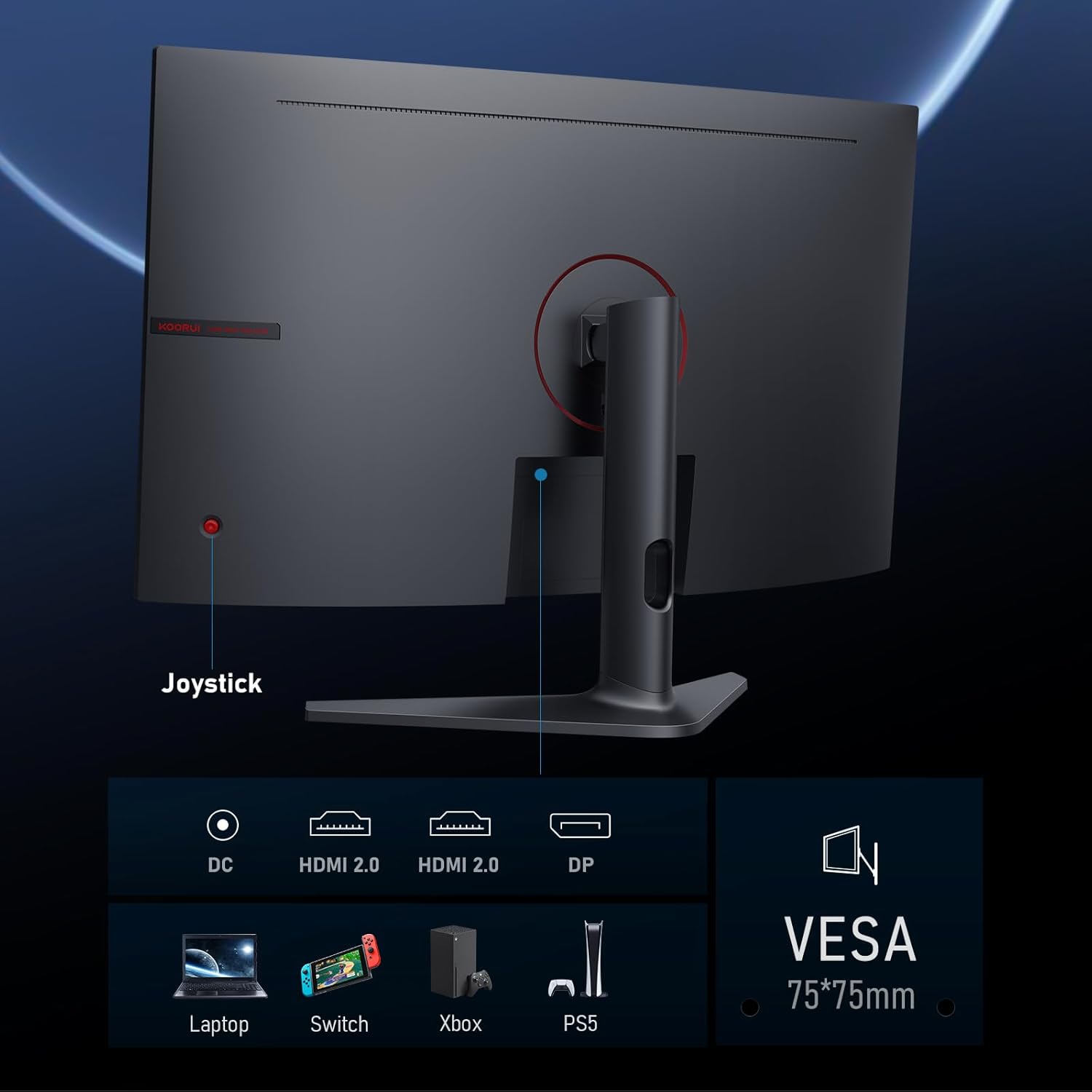 KOORUI 32E6QC 31,5 Zoll VA QHD 170Hz 1500R Curved Gaming Monitor