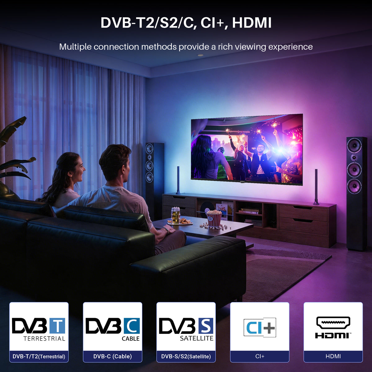 KOORUI K32Q1FFQ-T8, 32 Zoll, Full HD QLED, TIZEN TV, Kompakte Größe mit farbenfrohem Bildschirm, Dynamischer Sound mit Dolby Audio, Hochwertiges Metall-Finish