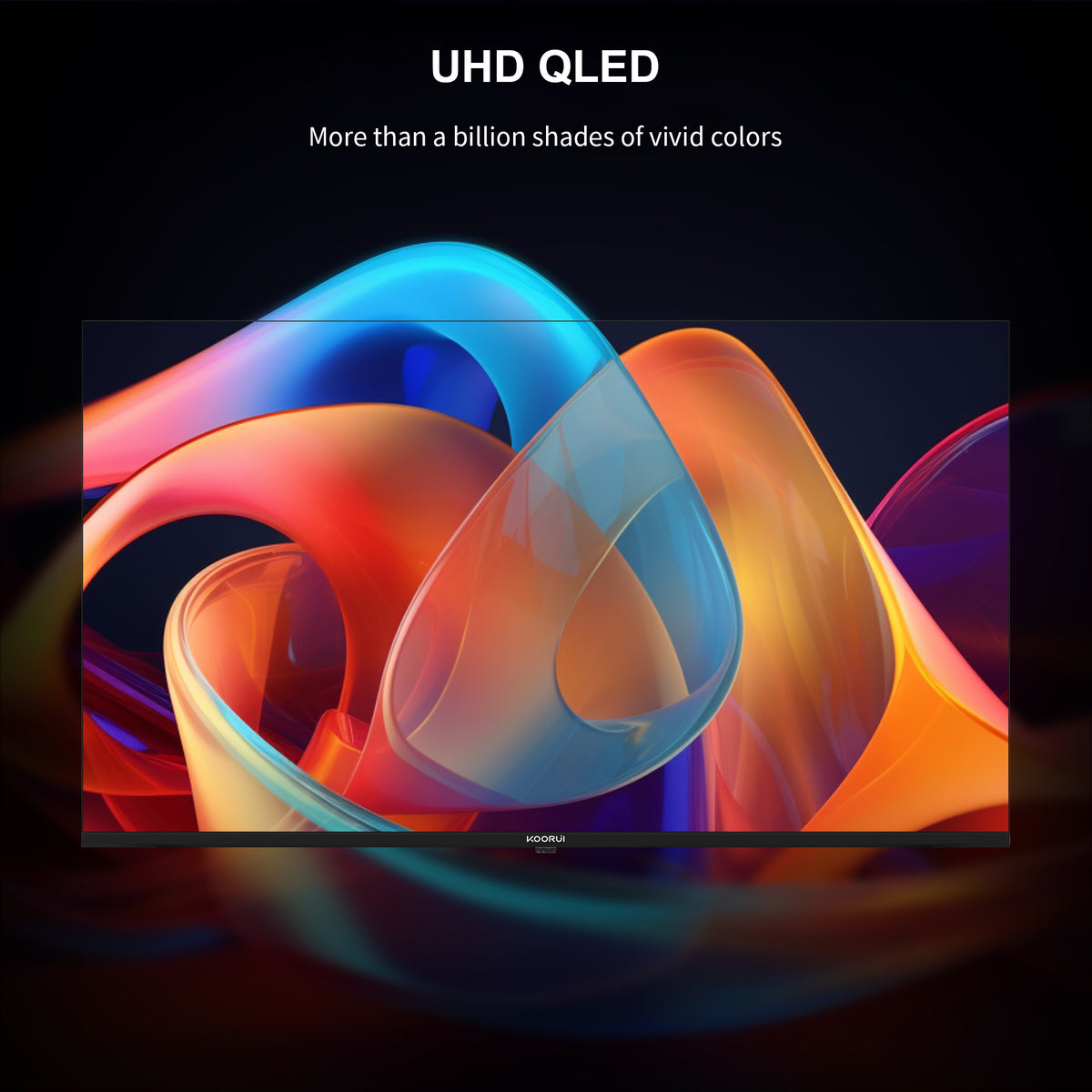 KOORUI K75D5UQ-T8, 75 Zoll, 4K QLED, TIZEN TV, Rahmenloses Design, Dynamischer Sound mit Dolby Audio, Hochwertiges Metall-Finish