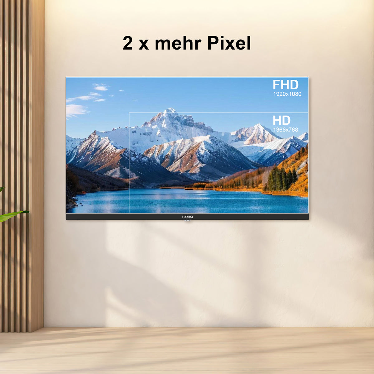 KOORUI K32Q1FFQ-T8, 32 Zoll, Full HD QLED, TIZEN TV, Kompakte Größe mit farbenfrohem Bildschirm, Dynamischer Sound mit Dolby Audio, Hochwertiges Metall-Finish