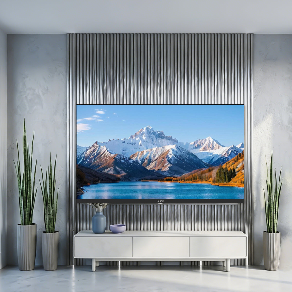 KOORUI K75D5UQ-T8, 75 Zoll, 4K QLED, TIZEN TV, Rahmenloses Design, Dynamischer Sound mit Dolby Audio, Hochwertiges Metall-Finish